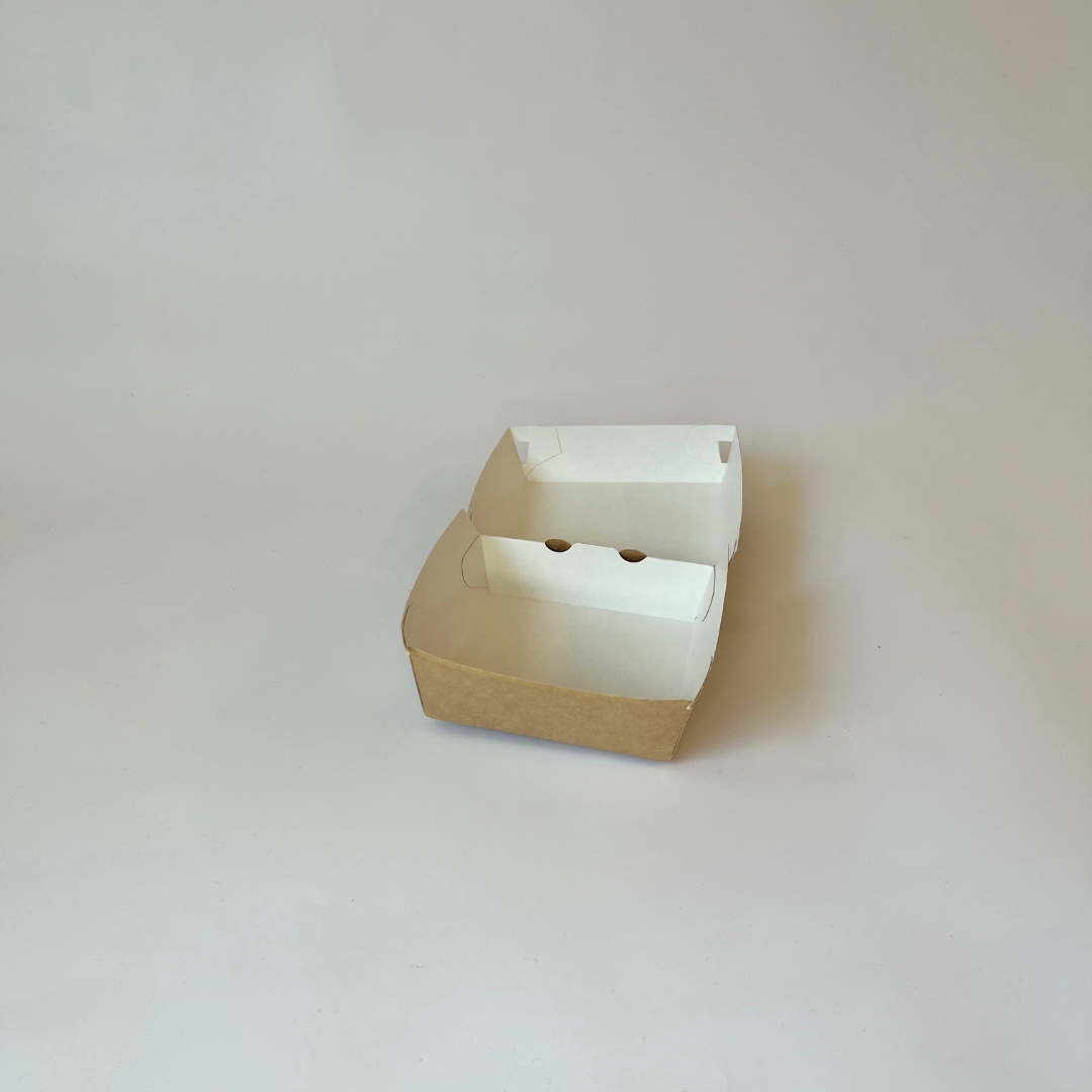 Kartonkinen hampurilaisrasia ruskea 102x102x78mm, (200kpl/ltk)